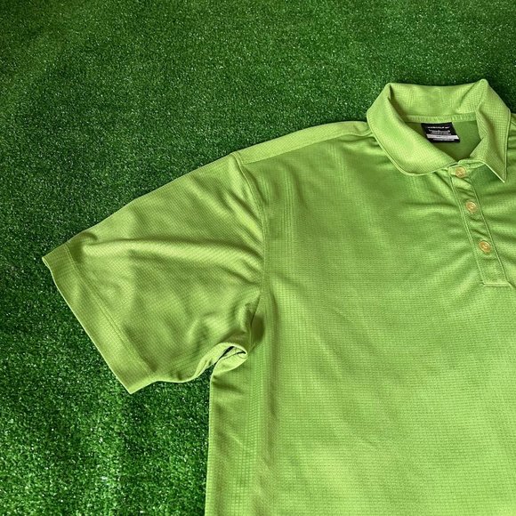 Nike Golf Men's Dri-Fit Embroidered Logo Checkers Green Golf Polo Shirt Size L - Picture 6 of 11